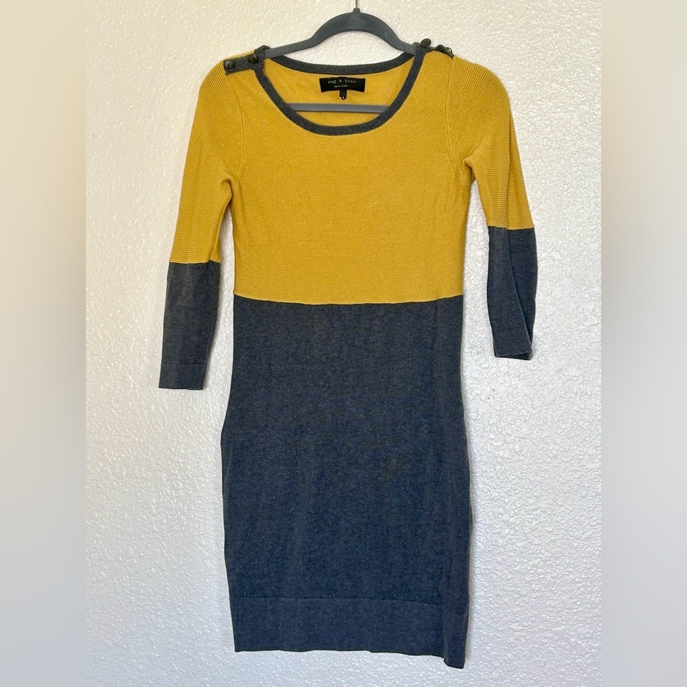 Rag & Bone Yellow and Gray Long Sleeve Dress SZ. XS